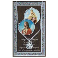 SACRED HEART SCAPULAR HAND ENGRAVED PEWTER MEDAL ON 24” CHAIN – WITH PAMPHLET