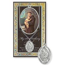 ST. ANTHONY HAND ENGRAVED PEWTER MEDAL ON 24” CHAIN – WITH PAMPHLET