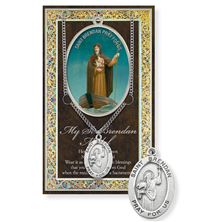 ST. BRENDAN HAND ENGRAVED PEWTER MEDAL ON 24” CHAIN – WITH PAMPHLET