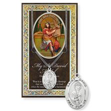 ST. DAVID HAND ENGRAVED PEWTER MEDAL ON 24” CHAIN – WITH PAMPHLET