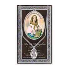 ST. DYMPHNA HAND ENGRAVED PEWTER MEDAL ON 18” CHAIN – WITH PAMPHLET