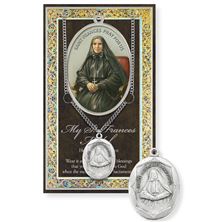 ST. FRANCES CABRINI HAND ENGRAVED PEWTER MEDAL ON 18” CHAIN – WITH PAMPHLET