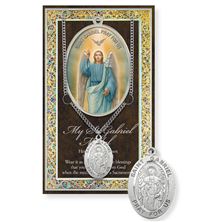 ST. GABRIEL HAND ENGRAVED PEWTER MEDAL ON 24” CHAIN – WITH PAMPHLET