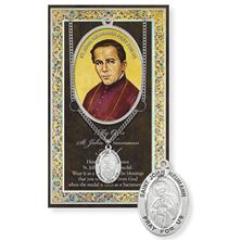 ST. JOHN NEUMAN HAND ENGRAVED PEWTER MEDAL ON 24” CHAIN – WITH PAMPHLET