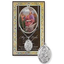 ST. LUKE HAND ENGRAVED PEWTER MEDAL ON 24” CHAIN – WITH PAMPHLET