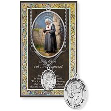 ST. MARGARET OF CASTELLO HAND ENGRAVED PEWTER MEDAL ON 18” CHAIN – WITH PAMPHLET