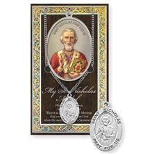ST. NICHOLAS HAND ENGRAVED PEWTER MEDAL ON 24” CHAIN – WITH PAMPHLET