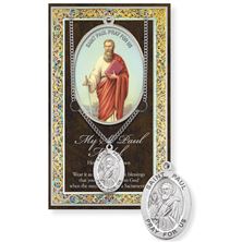 ST. PAUL HAND ENGRAVED PEWTER MEDAL ON 24” CHAIN – WITH PAMPHLET