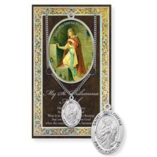 ST. PHILOMENA HAND ENGRAVED PEWTER MEDAL ON 18” CHAIN – WITH PAMPHLET