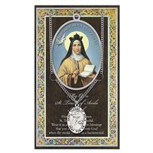 ST. TERESA OF AVILA HAND ENGRAVED PEWTER MEDAL ON 18” CHAIN – WITH PAMPHLET