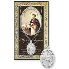 ST. THOMAS AQUINAS HAND ENGRAVED PEWTER MEDAL ON 24” CHAIN – WITH PAMPHLET