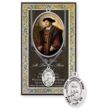 ST. THOMAS MORE HAND ENGRAVED PEWTER MEDAL ON 24” CHAIN – WITH PAMPHLET