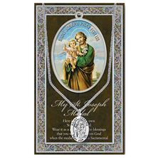 ST. JOSEPH HAND ENGRAVED PEWTER MEDAL ON 24” CHAIN – WITH PAMPHLET