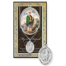 ST. PATRICK HAND ENGRAVED PEWTER MEDAL ON 24” CHAIN – WITH PAMPHLET