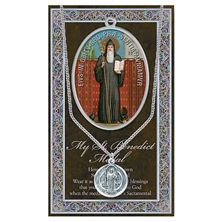 ST. BENEDICT HAND ENGRAVED PEWTER MEDAL ON 24” CHAIN – WITH PAMPHLET