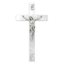 PEARLIZED WHITE CROSS WITH PEWTER CORPUS - 7¼”