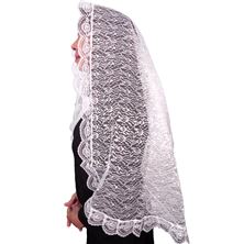 RECTANGULAR LACE CHAPEL VEIL - WHITE