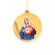 IMMACULATE HEART OLIVE WOOD ORNAMENT
