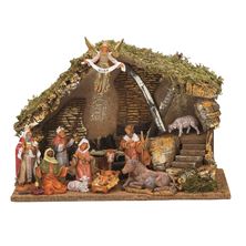 FONTANINI NATIVITY SET - 11 FIGURES WITH ITALIAN STABLE