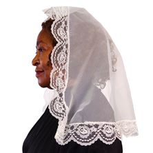 ILLUSION TULLE OVAL MANTILLA - IVORY