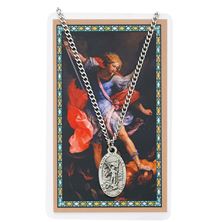 ST. MICHAEL PEWTER MEDAL AND PRAYER CARD