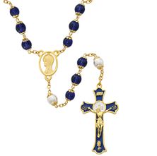 PEARL AND BLUE BEAD ROSARY