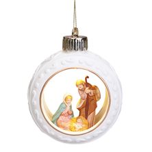 LIGHTED HOLY FAMILY PORCELAIN ORNAMENT