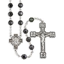 JET BLACK FINE AUSTRIAN CRYSTAL BEAD ROSARY
