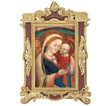 OUR LADY OF GOOD COUNSEL IN BURGUNDY AND GOLD FRAME - 6 1/4" x 9 1/4"
