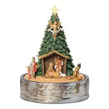 FONTANINI ROTATING MUSICAL NATIVITY TREE WITH LIGHT - 11"