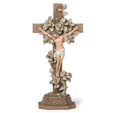 STANDING CRUCIFIX WITH ROSES - 13"