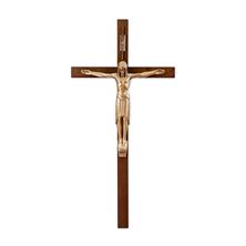 WALNUT CRUCIFIX WITH ANTIQUED GENUINE BRONZE CORPUS - 12"