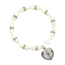 MOTHER OF PEARL BRACELET WITH HEART SHAPED EUCHARIST MEDAL