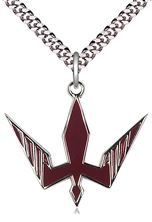 STERLING SILVER HOLY SPIRIT PENDANT WITH CHAIN - 1" x 1 1/8"