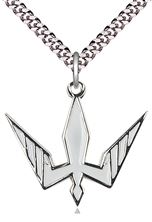 STERLING SILVER HOLY SPIRIT PENDANT WITH CHAIN - 1" x 1 1/8"