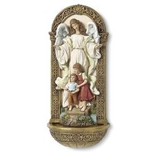 GUARDIAN ANGEL ON BRIDGE HOLY WATER FONT - 7¼”