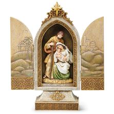 HOLY FAMILY JEWELED TEXTURED TRIPTYCH
