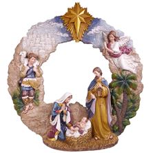 LIGHTED STANDING CHRISTMAS NATIVITY WREATH