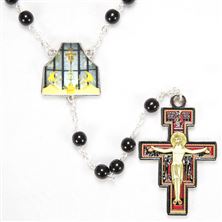 OUR LADY OF THE ANGELS CHAPEL BLACK BEAD ROSARY
