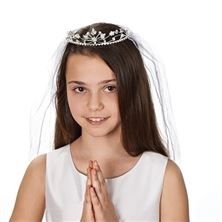 FIRST COMMUNION VEIL WITH RHINESTONE TIARA