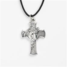 FACE OF JESUS CROSS NECKLACE ON CORD