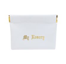 WHITE VINYL SQUEEZE-TO-OPEN  ROSARY CASE