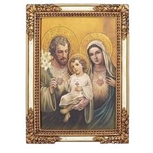 THREE HEARTS OF THE HOLY FAMILY FRAMED PLAQUE - 7"