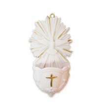HOLY SPIRIT HOLY WATER FONT WITH GOLD ACCENTS