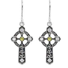 CELTIC CROSS CONNEMARA MARBLE EARRINGS