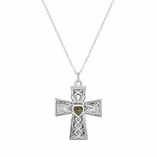 CONNEMARA MARBLE STERLING SILVER CLADDAGH CROSS PENDANT