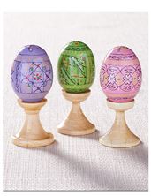 SET OF 3 PASTEL UKRAINIAN PYSANKY EGGS WITH STANDS
