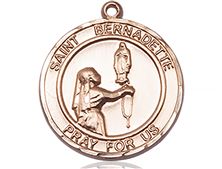 14KT GOLD ST BERNADETTE MEDAL - 1" x 7/8"
