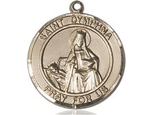 14KT GOLD ST DYMPHNA MEDAL - 1" x 7/8"