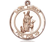 14KT GOLD ST HUBERT OF LIEGE MEDAL - 1" x 7/8"